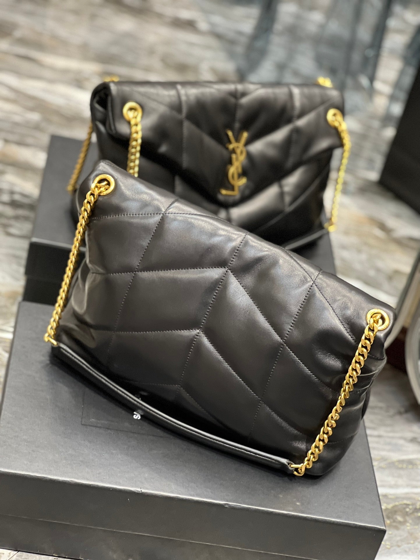 YSL PUFFER MEDIUM BAG IN QUILTED LAMBSKIN