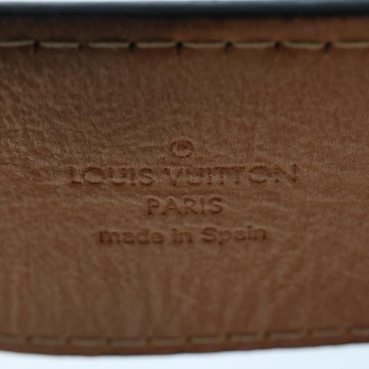 LOUIS VUITTON Ceinture jeans Belt Leather 29.5"-33.5" Black M6812 Auth ki3282