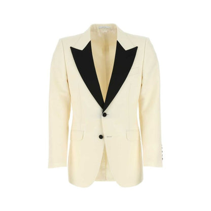 Gucci Men Ivory Wool Blend Blazer