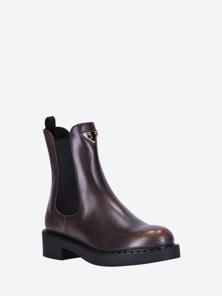 Prada Women Leather Fume Ankle Boots