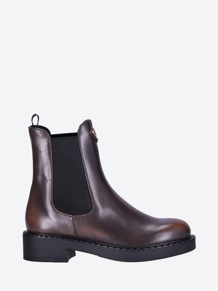 Prada Women Leather Fume Ankle Boots