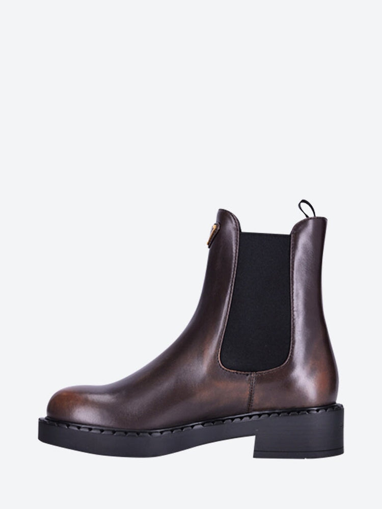 Prada Women Leather Fume Ankle Boots