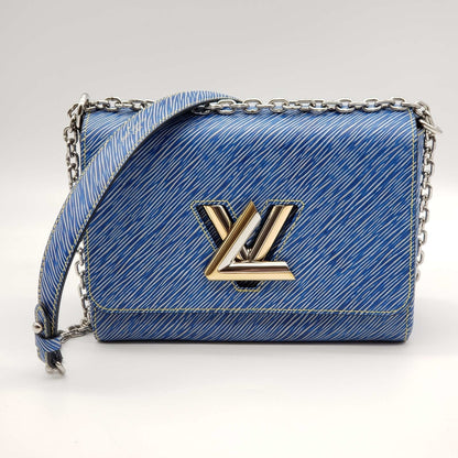 Louis Vuitton Twist MM Blue Denim Epi Leather Shoulder Bag