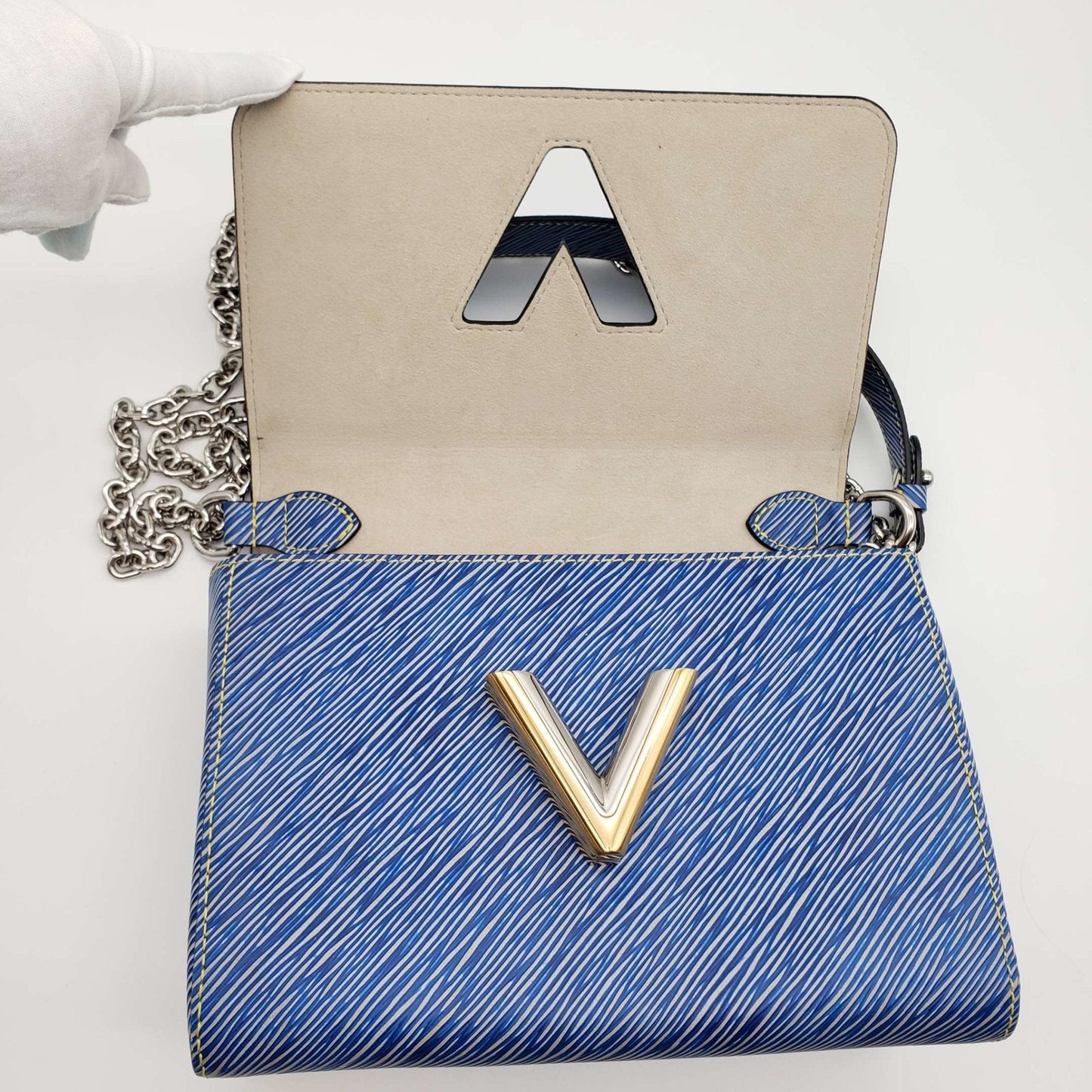 Louis Vuitton Twist MM Blue Denim Epi Leather Shoulder Bag