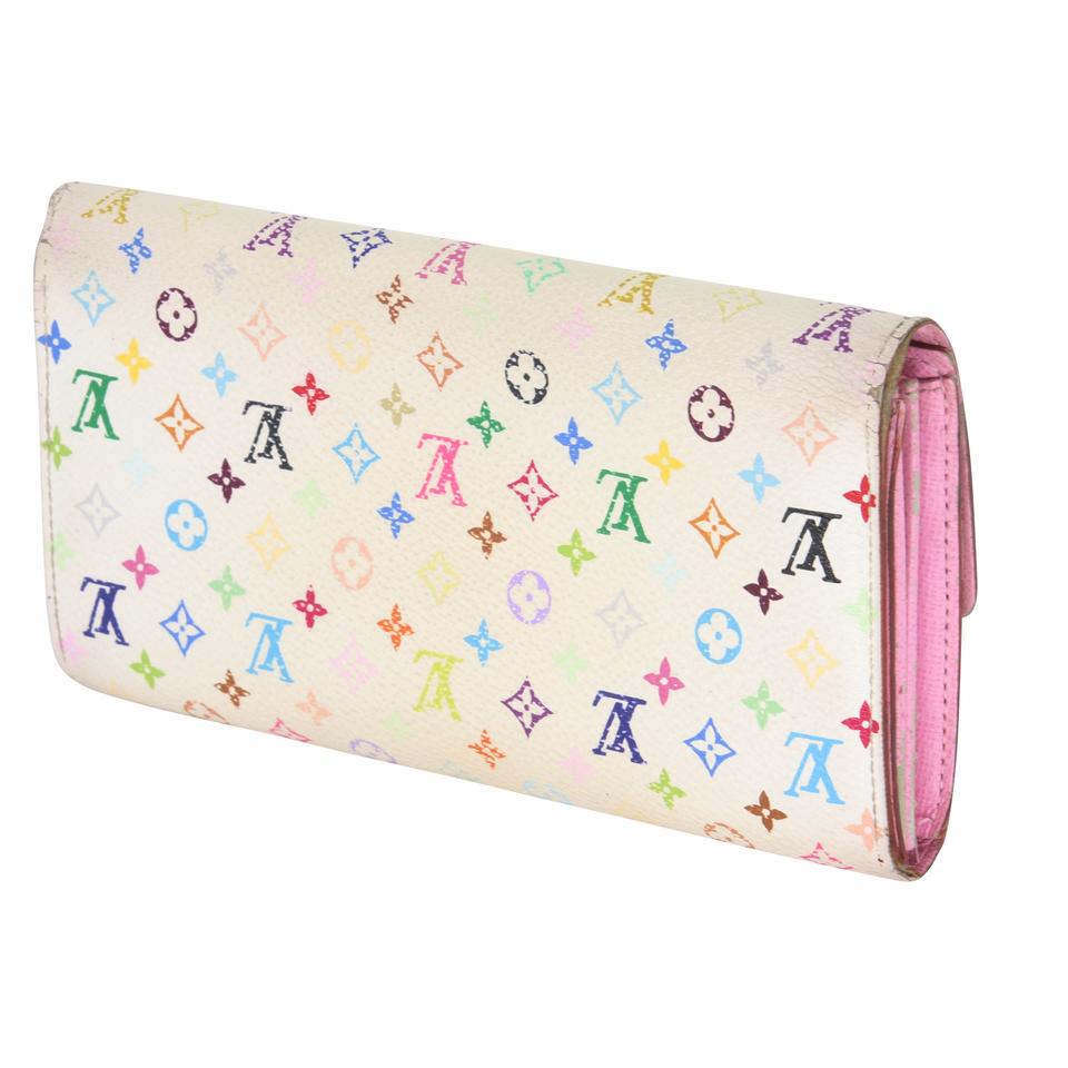 Louis Vuitton White Pink Sarah Takashi Murakami Monogram Multicolore Wallet