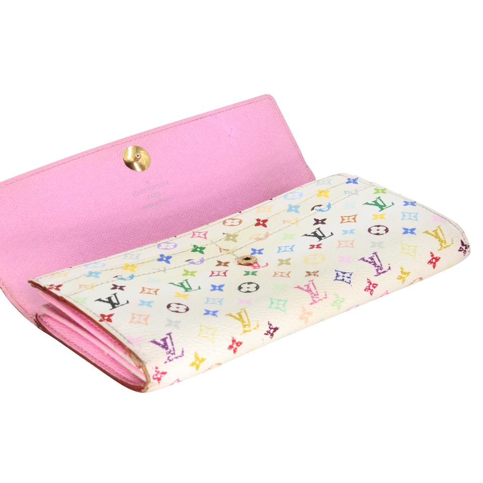 Louis Vuitton White Pink Sarah Takashi Murakami Monogram Multicolore Wallet