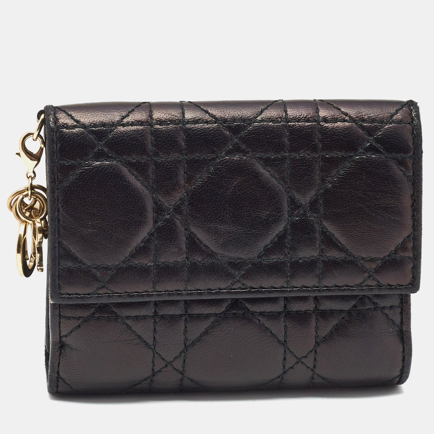 DIOR Black Cannage Leather Lady  Compact Wallet