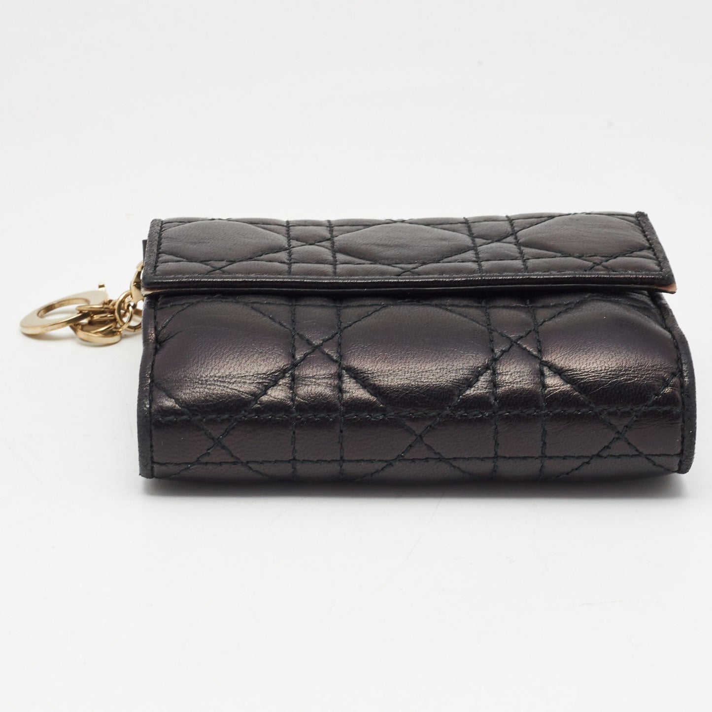 DIOR Black Cannage Leather Lady  Compact Wallet