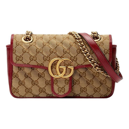 (WMNS) GUCCI GG Marmont mini Brown Red color combination 446744-HVKEG-8561