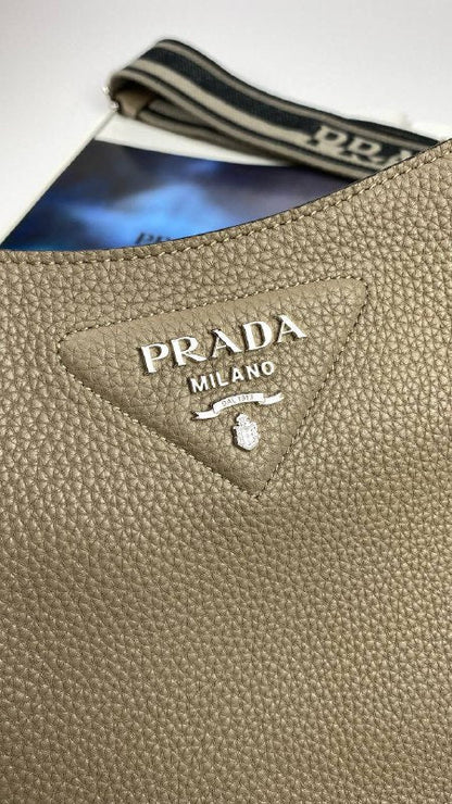 Prada Leather mini shoulder bag clay gray