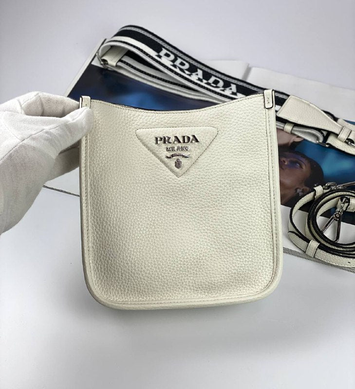 Prada Leather mini shoulder bag white