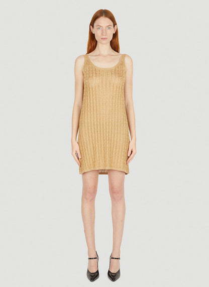 Prada Women Metallic Cabel Knit Dress