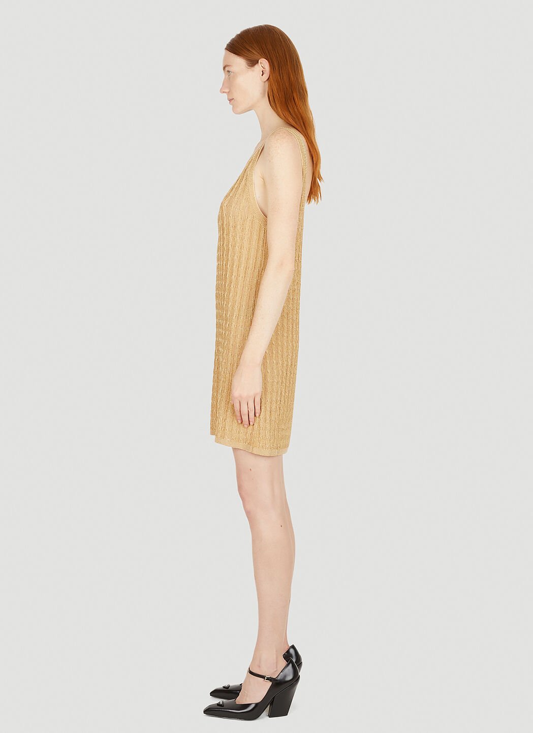 Prada Women Metallic Cabel Knit Dress