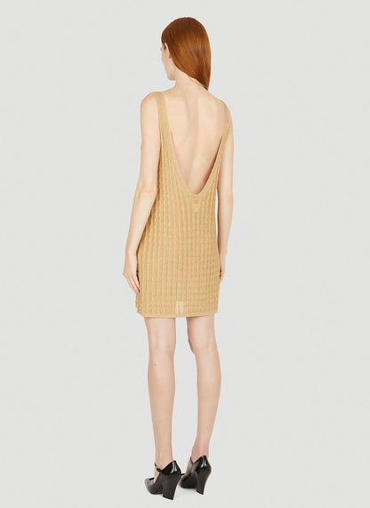 Prada Women Metallic Cabel Knit Dress