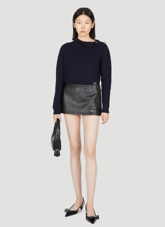 Prada Women Leather Mini Skirt