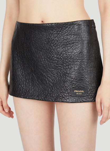 Prada Women Leather Mini Skirt