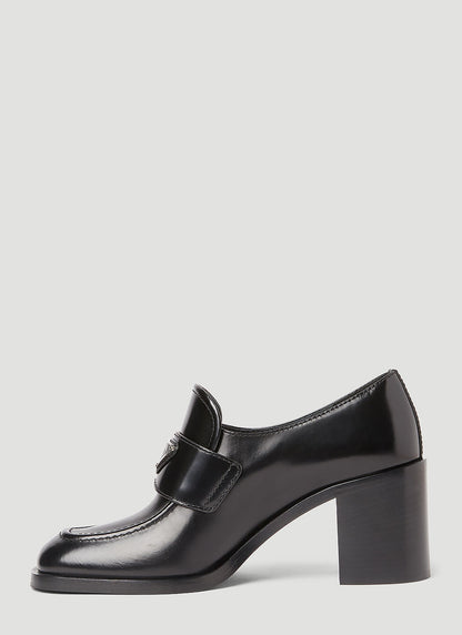 Prada Women Logo Plaque Heeled Loafers