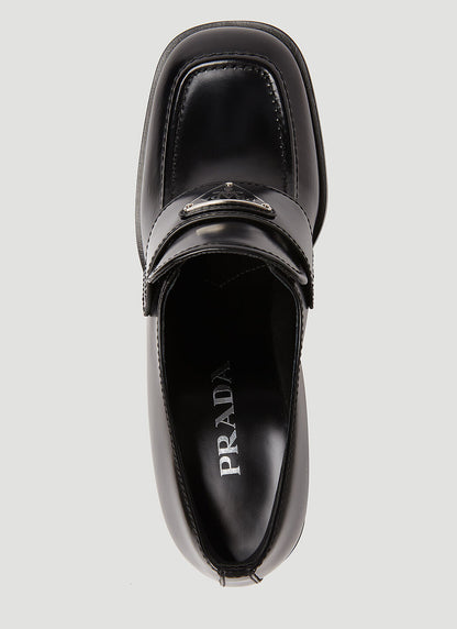 Prada Women Logo Plaque Heeled Loafers