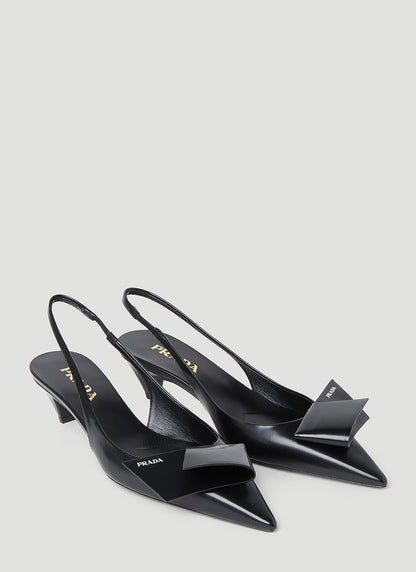 Prada Women Logo Slingback Heels