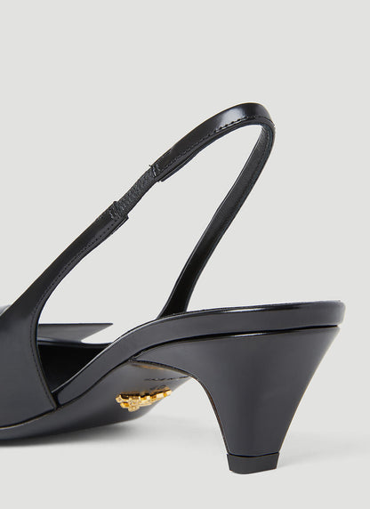 Prada Women Logo Slingback Heels