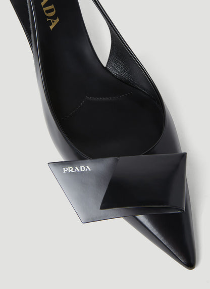 Prada Women Logo Slingback Heels