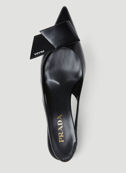 Prada Women Logo Slingback Heels