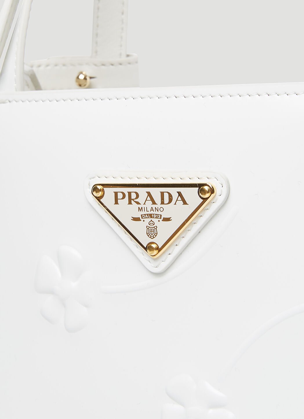 Prada Women Flower Embossed Mini Tote Bag