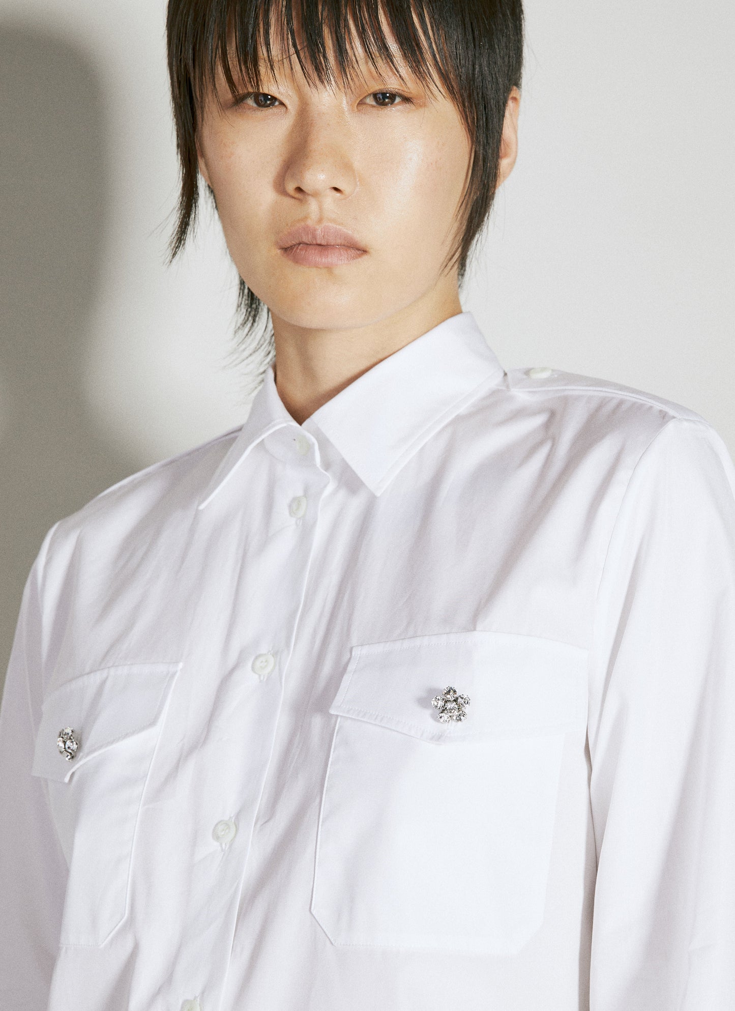 Prada Women Classic Shirt With Embellished Buttons