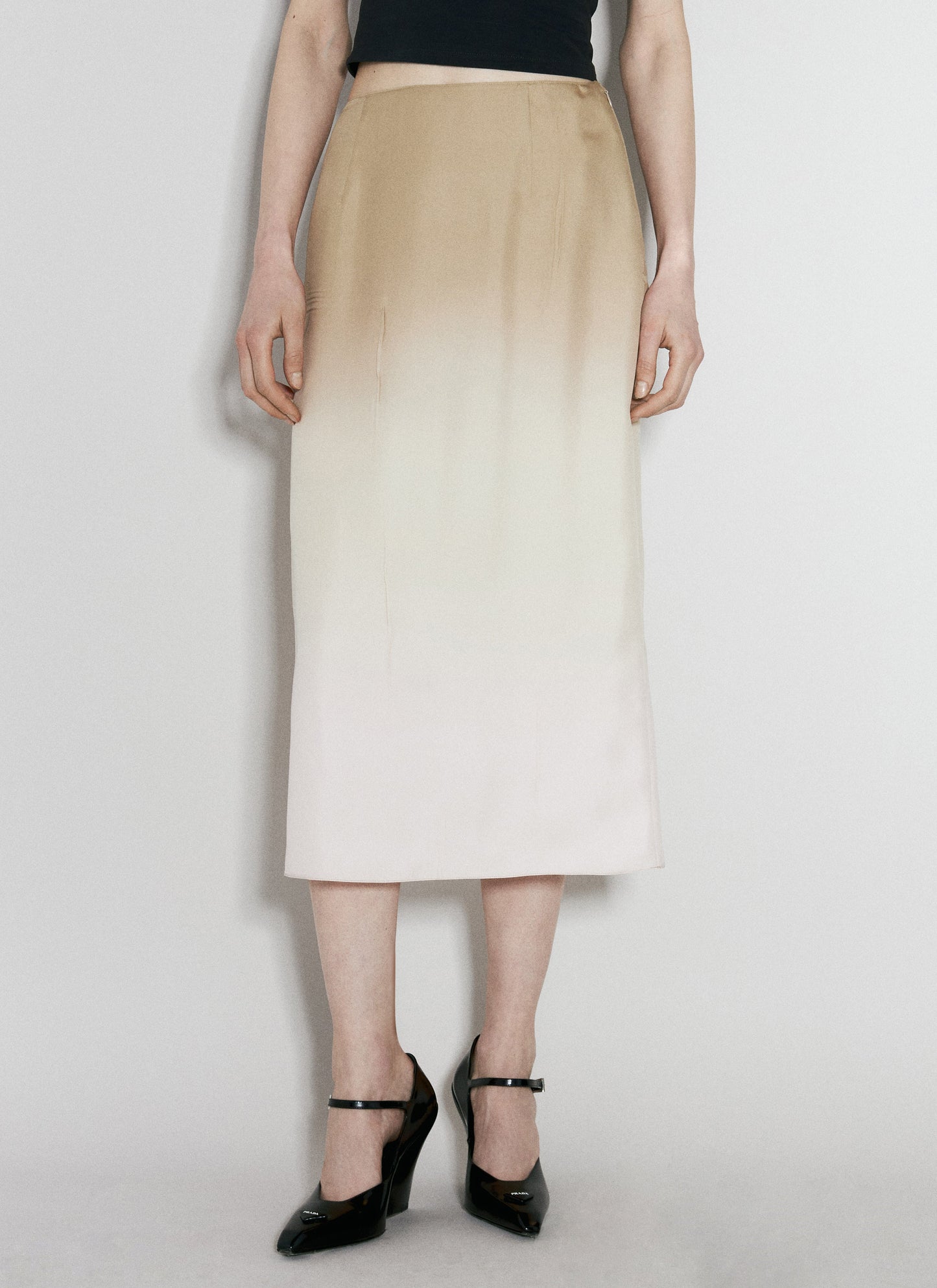 Prada Women Ombre Silk Midi Skirt