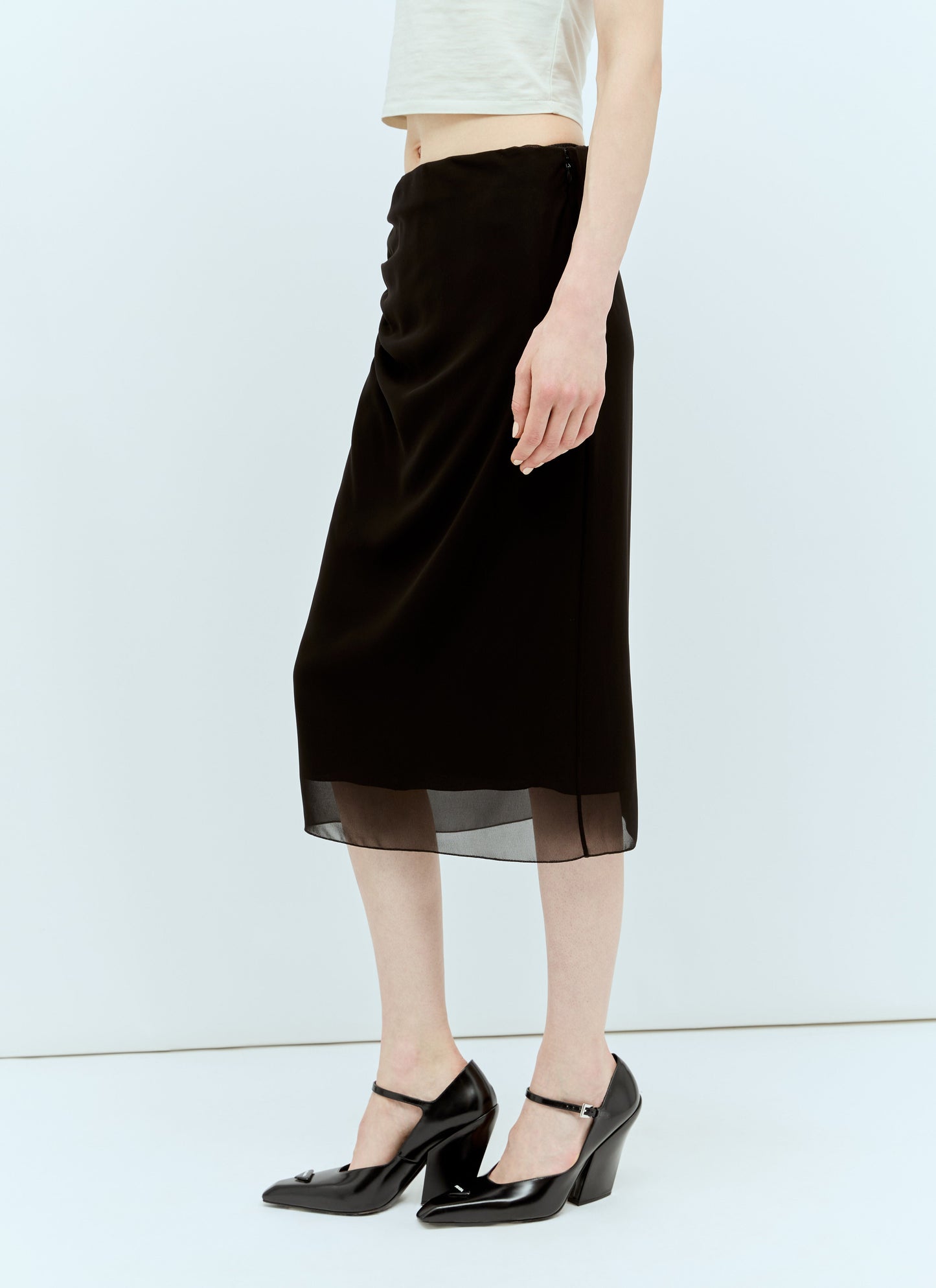 Prada Women Georgette Midi Skirt