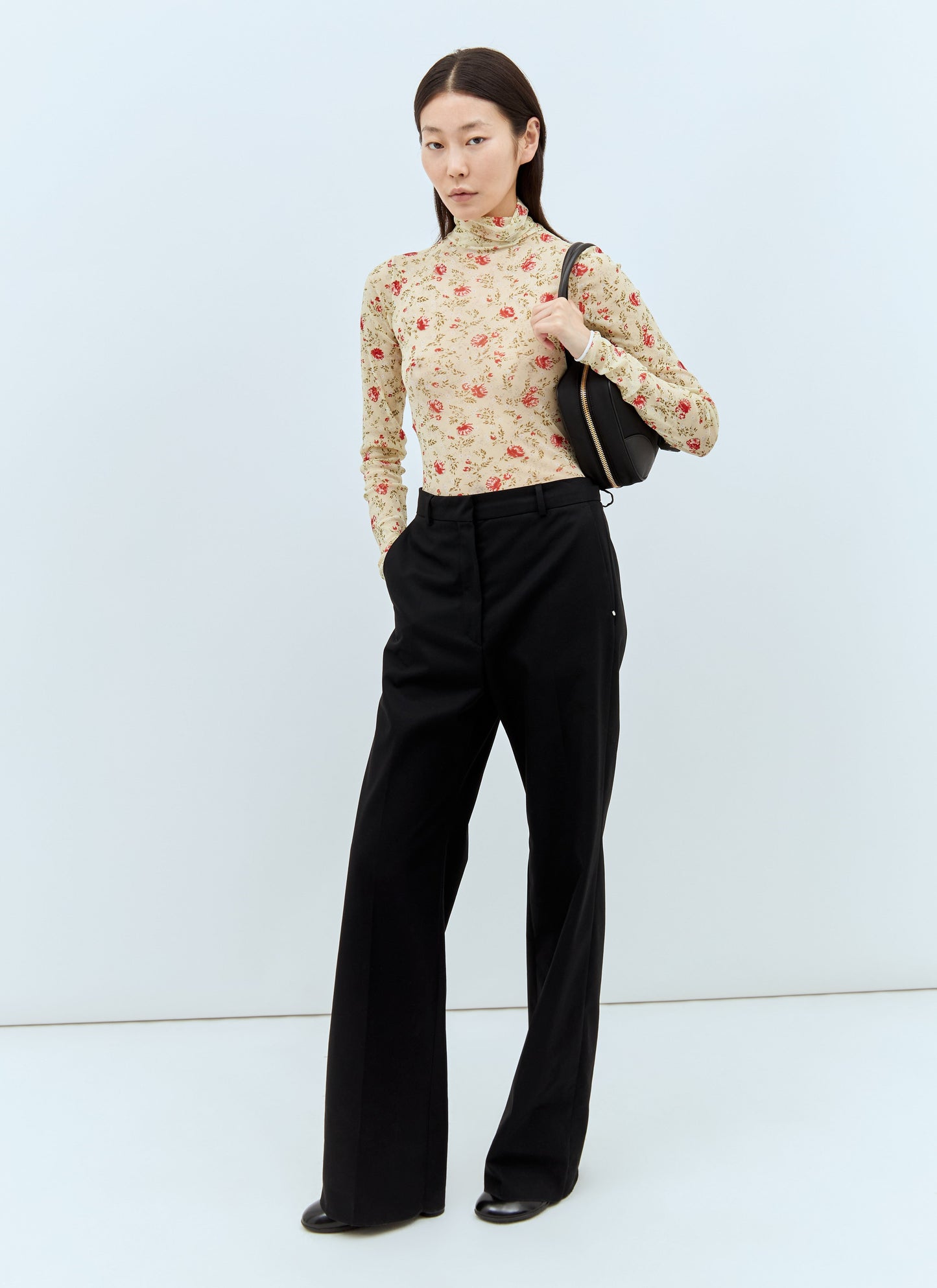 Prada Women Printed Stretch Tulle Bodysuit