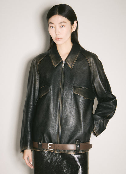 Prada Women Leather Blouson Jacket