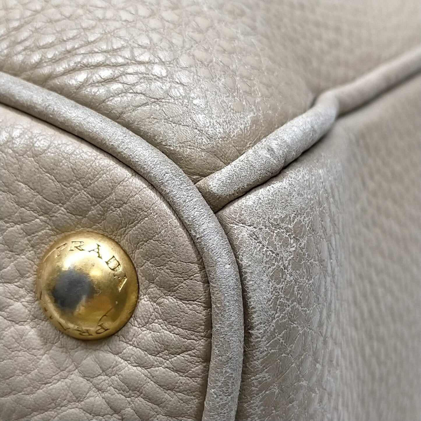 Prada Beige Leather Hand Bag