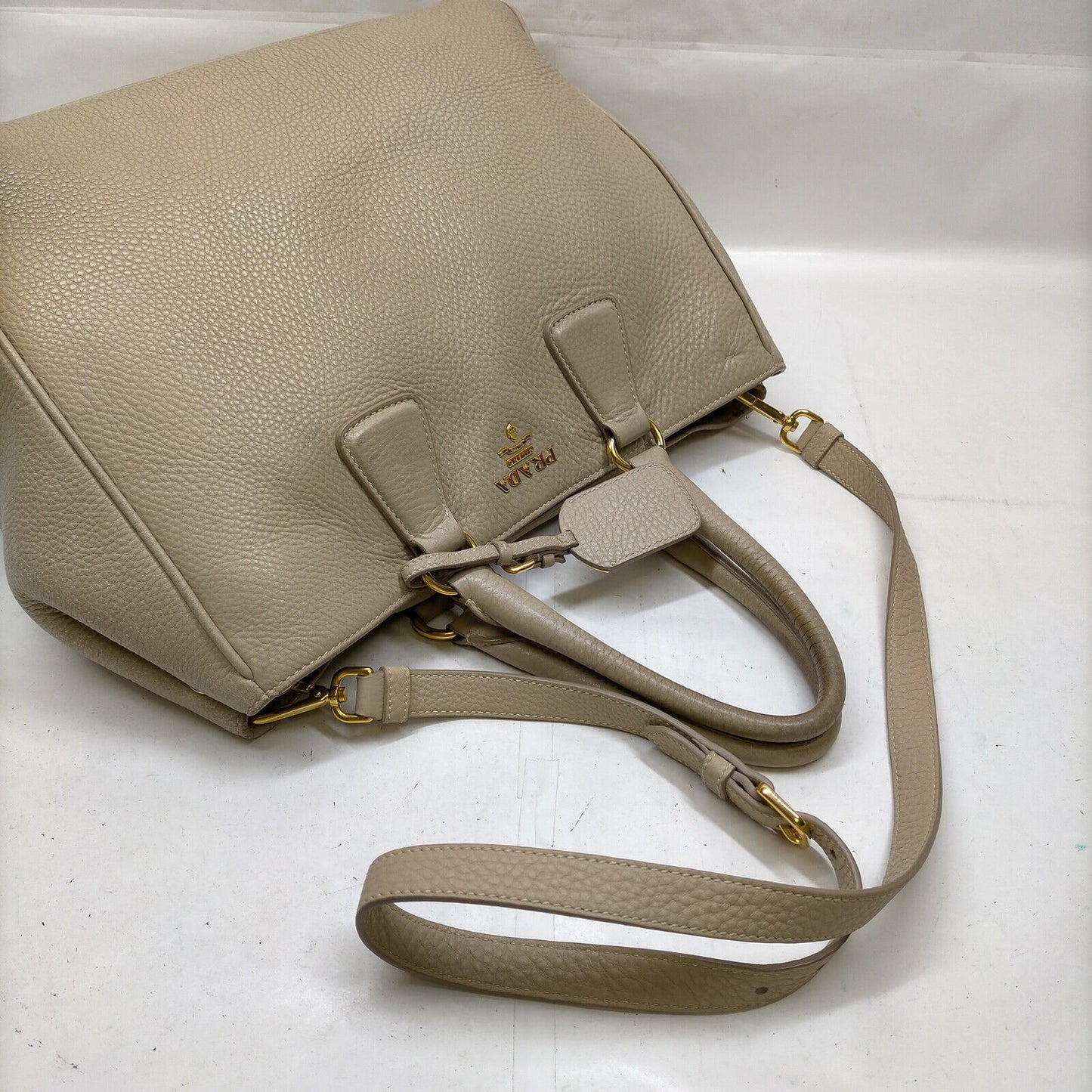 Prada Beige Leather Hand Bag