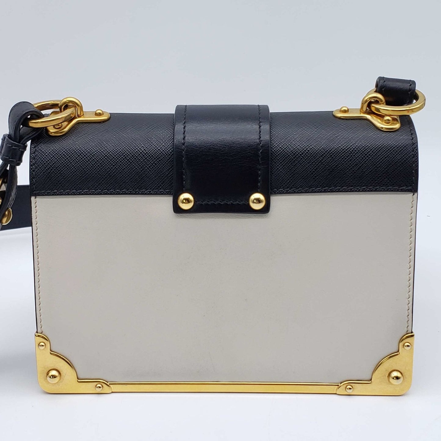 Prada Cahier Black & White Leather Shoulder Bag