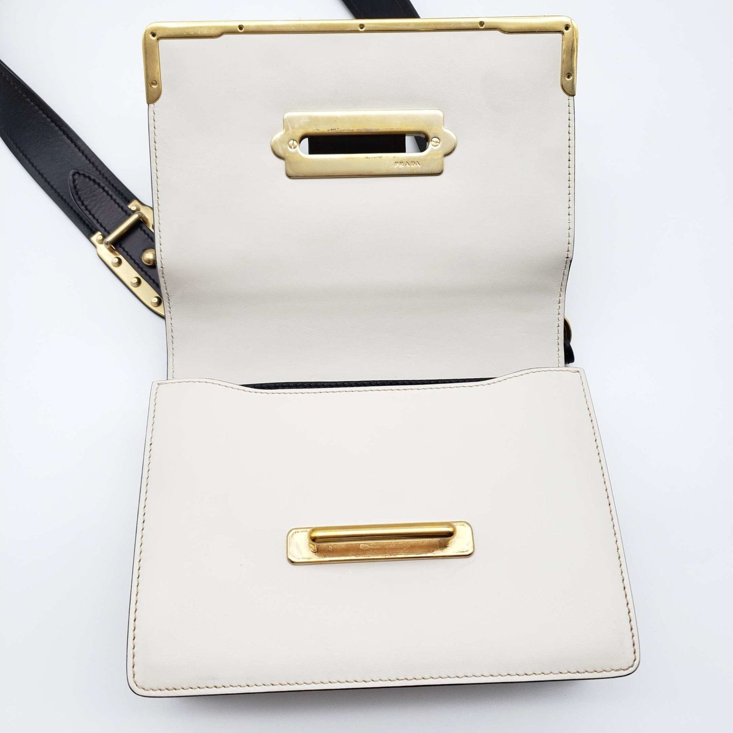 Prada Cahier Leather Black and White Shoulder Bag