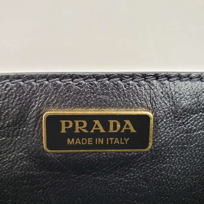 Prada Cahier Leather Black and White Shoulder Bag