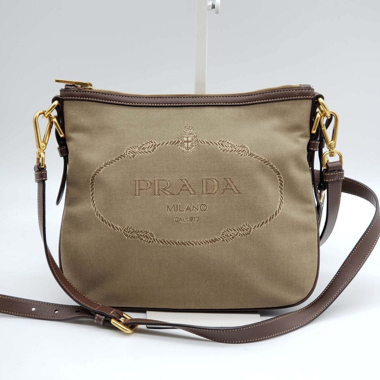 Prada Canvas and Leather Crossbody Bag