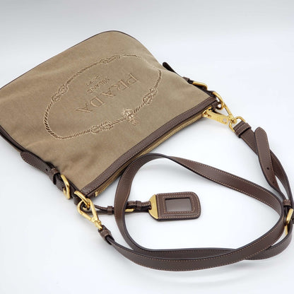 Prada Canvas and Leather Crossbody Bag