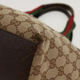 GUCCI Web Sherry Line GG Canvas Hand Bag Beige Green Red 214397  rd4468