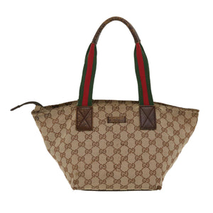 GUCCI Web Sherry Line GG Canvas Hand Bag Beige Green Red 214397  rd4468