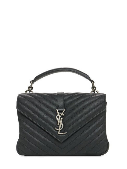 Saint Laurent Women Medium College Black Quilted Leather Tote