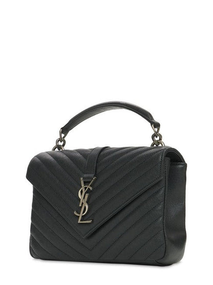 Saint Laurent Women Medium College Black Quilted Leather Tote