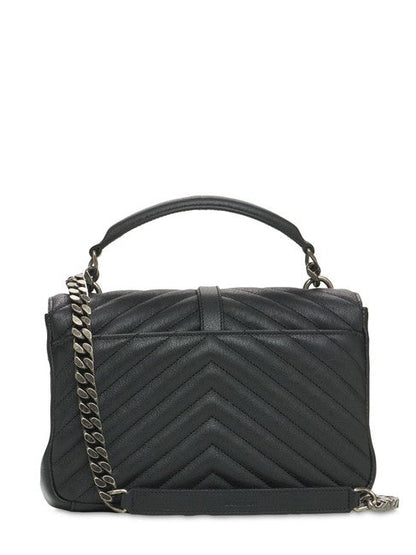 Saint Laurent Women Medium College Black Quilted Leather Tote