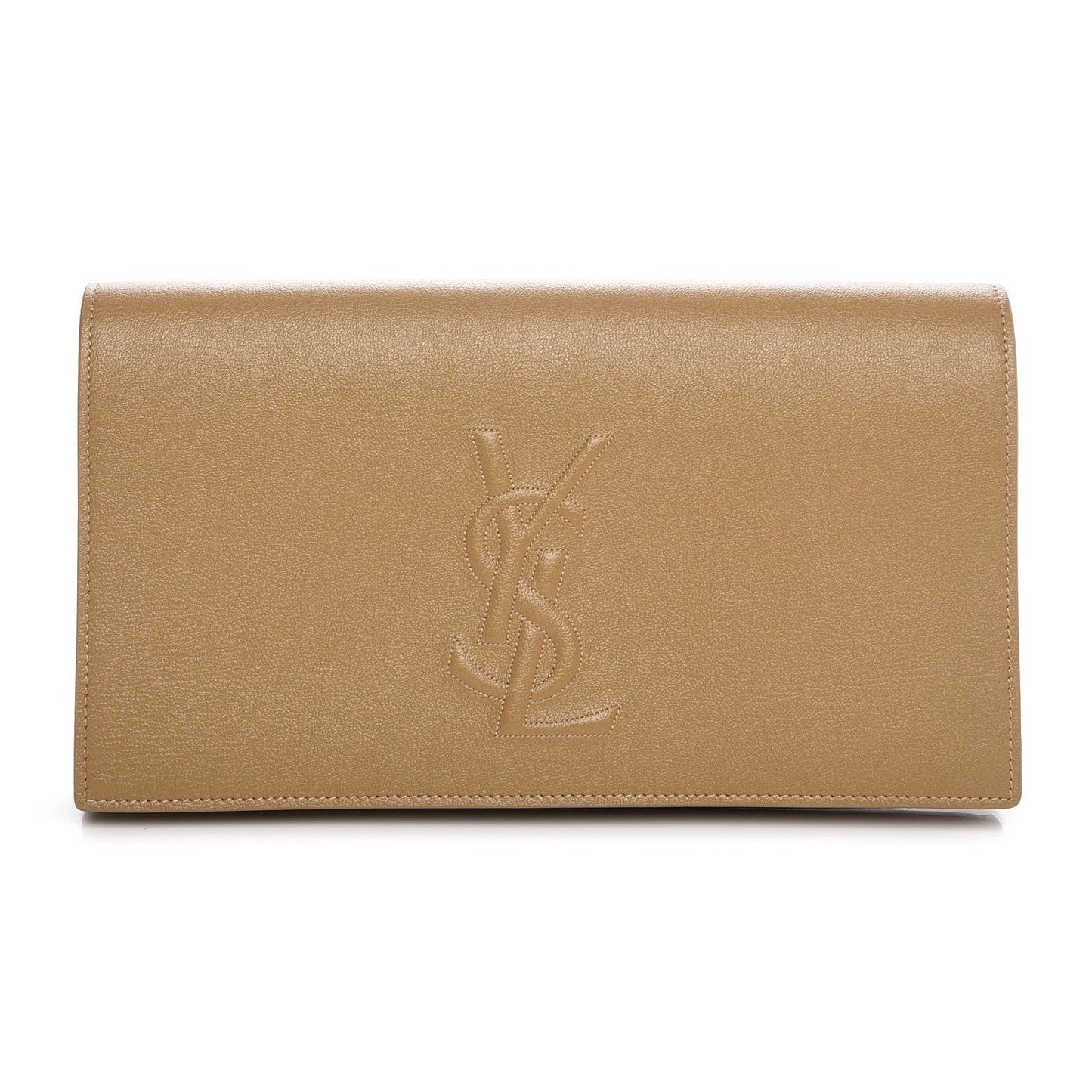 Saint Laurent YSL Belle de Jour Beige Leather Large Clutch Bag 568937