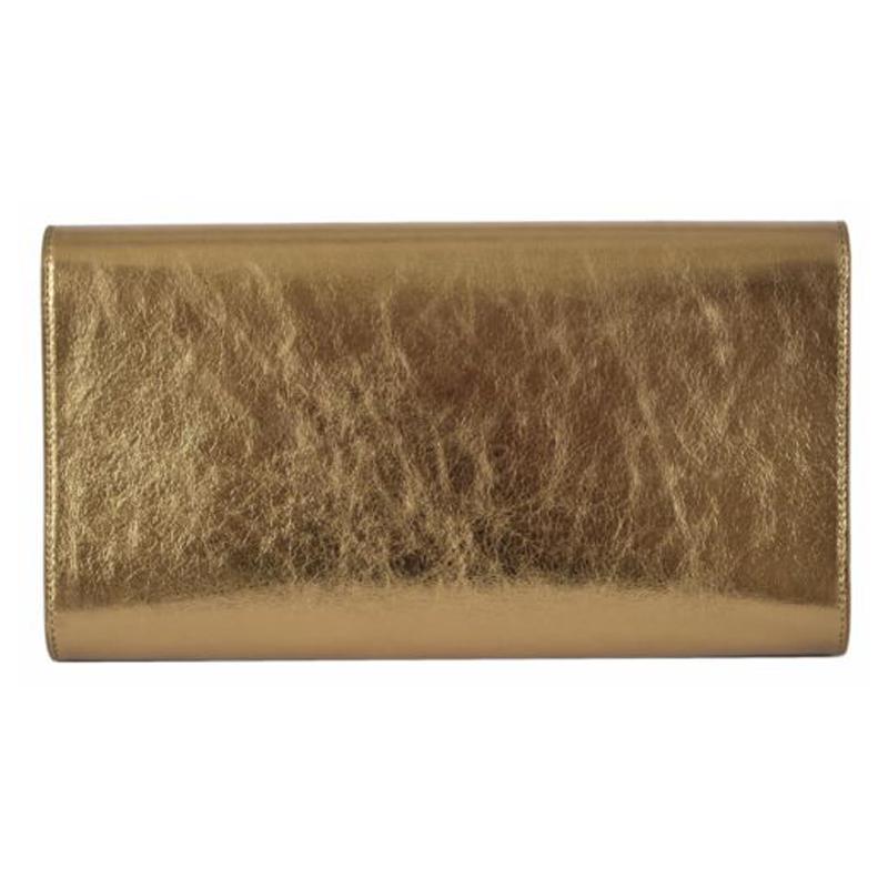 Saint Laurent YSL Belle de Jour Large Metallic Gold Leather Clutch Bag 568937