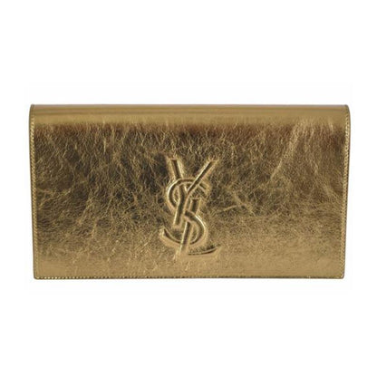 Saint Laurent YSL Belle de Jour Large Metallic Gold Leather Clutch Bag 568937