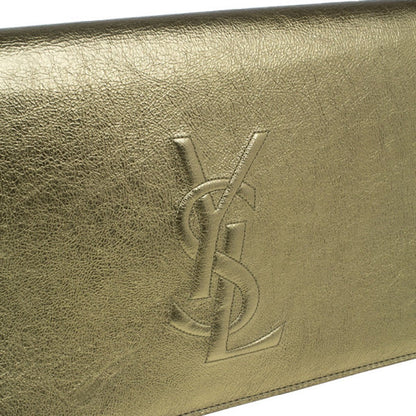 Saint Laurent YSL Belle de Jour Large Metallic Gold Leather Clutch Bag 568937