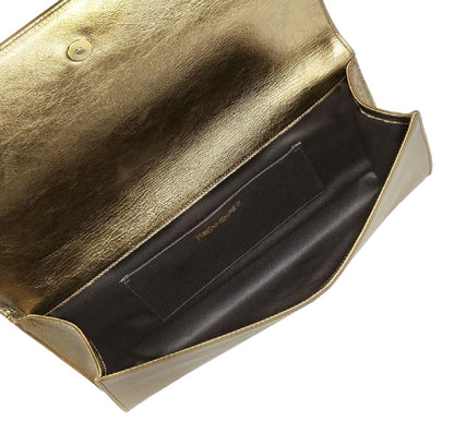 Saint Laurent YSL Belle de Jour Large Metallic Gold Leather Clutch Bag 568937