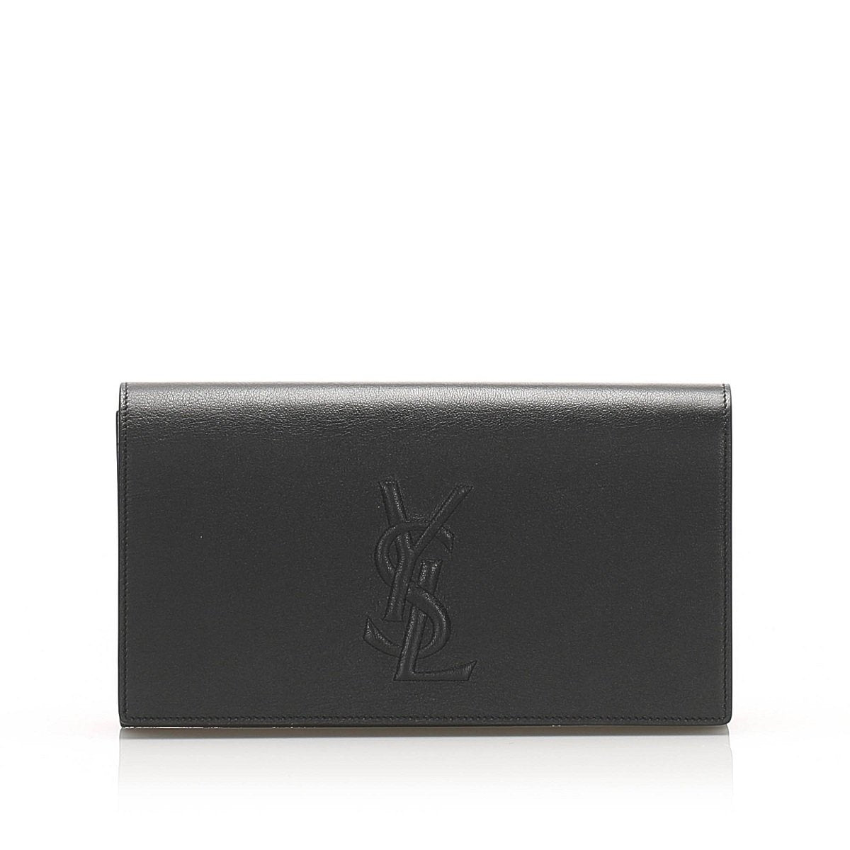 Saint Laurent YSL Belle de Jour Leather Black Large Clutch Bag 568937